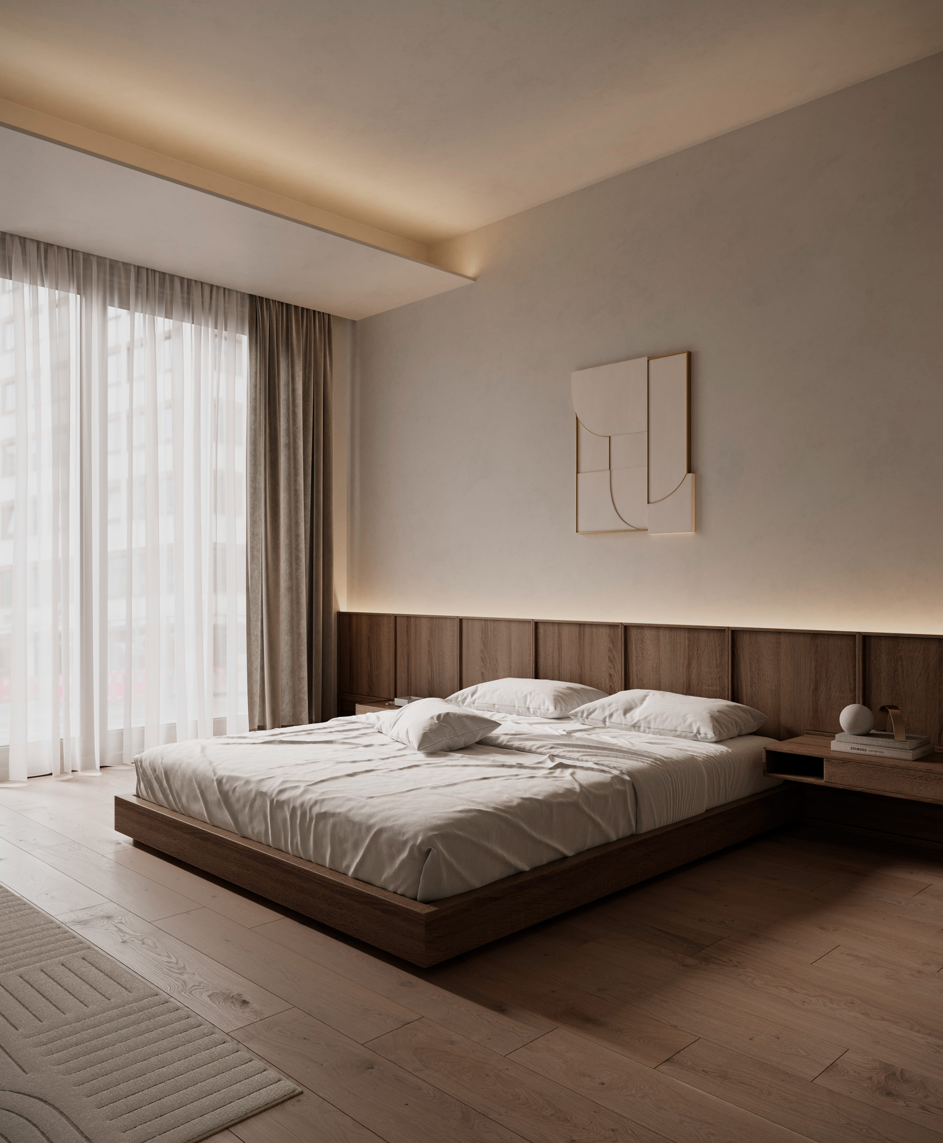 Minimalistic Bedroom — photorealistic interior architectural visualization