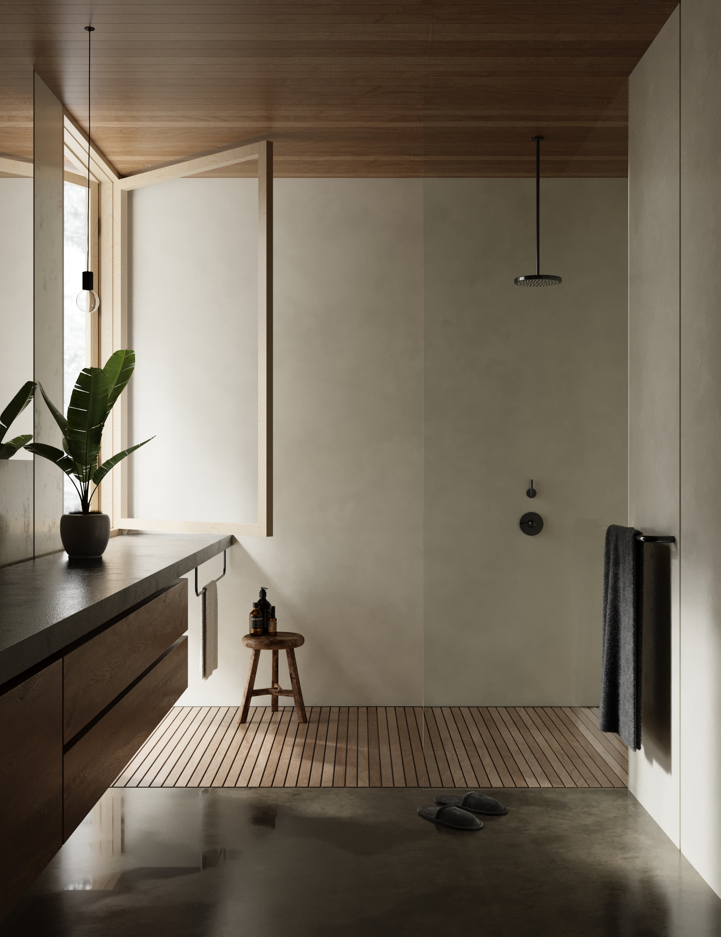 Warm Bathroom — photorealistic interior bathroom render