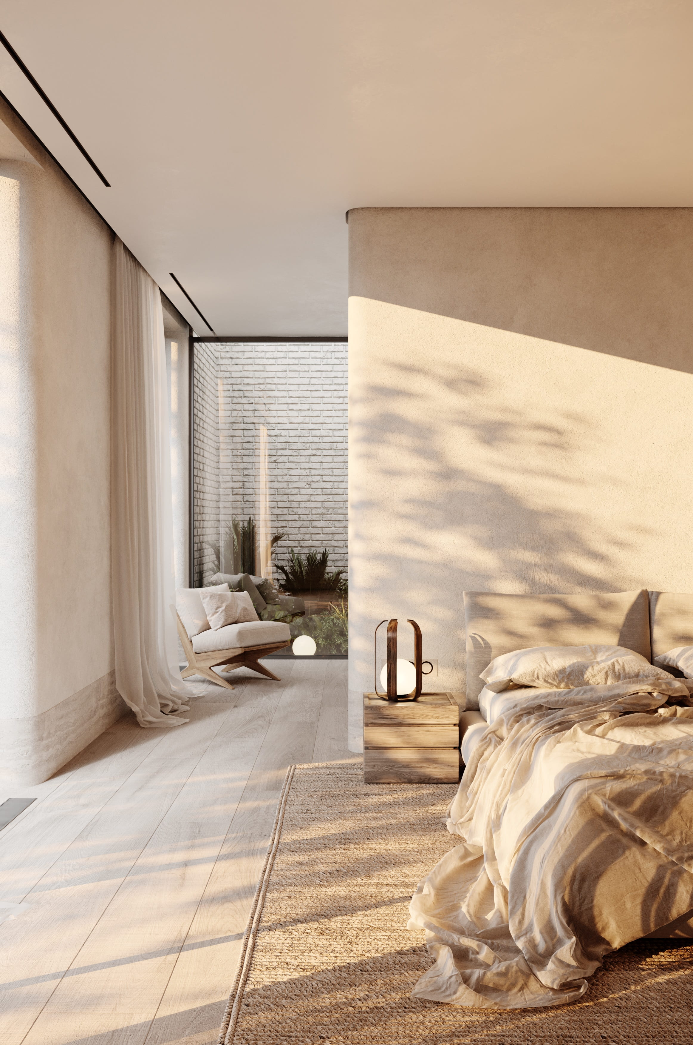 Morning Silence — photorealistic interior render with soft natural light